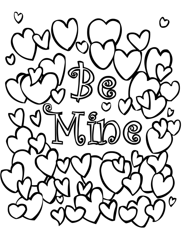 valentine coloring pages be mine - photo #2