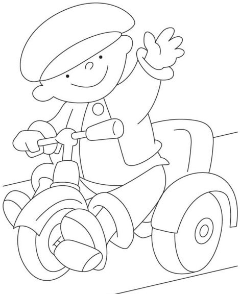 Child Tricycle Coloring Page - Coloring Page Book