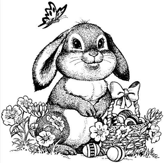 Detailed Easter Bunny Coloring Page & Coloring Book