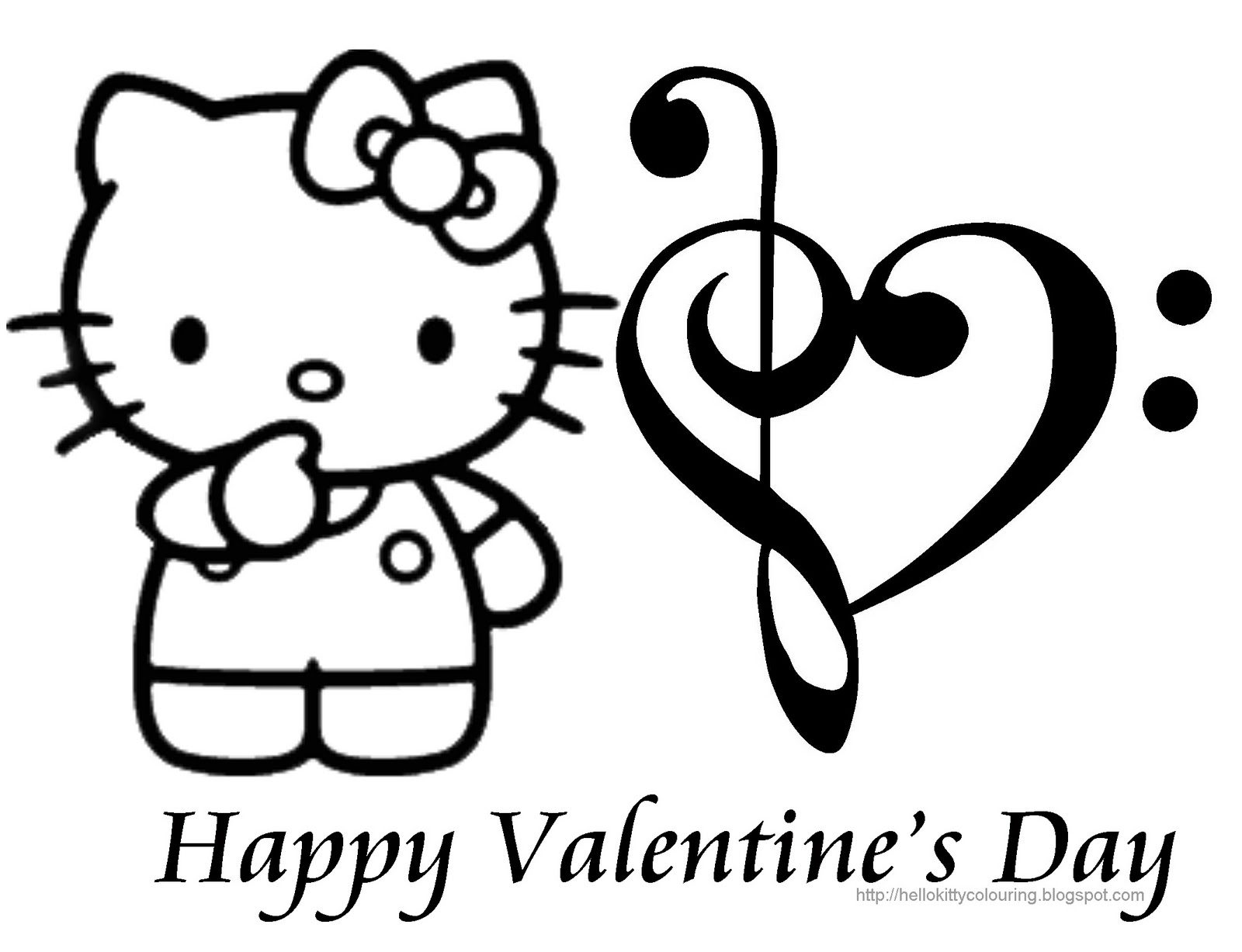 hello kitty valentines day coloring page