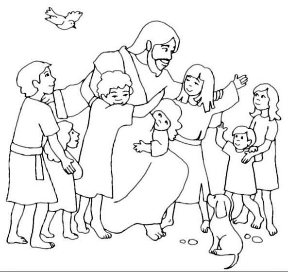 530 Simple Jesus Loves Me Coloring Page with Animal character