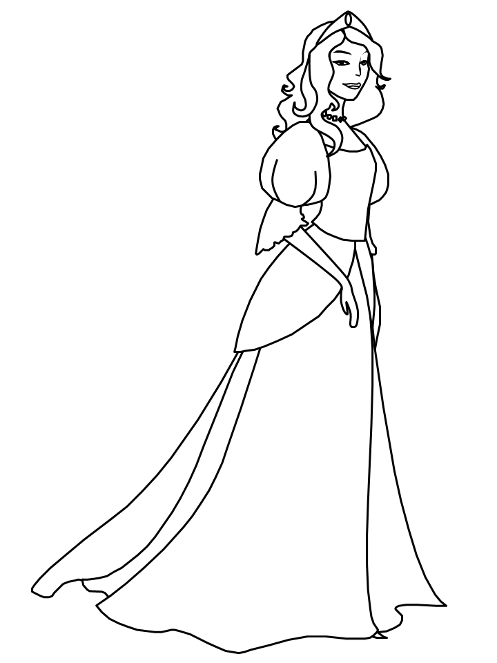 Medieval Princess Girl Coloring Pages Book Dresses