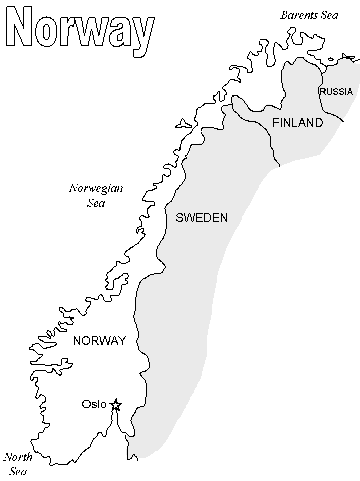 Printable Norway Map2 Countries Coloring Pages - Coloringpagebook.com