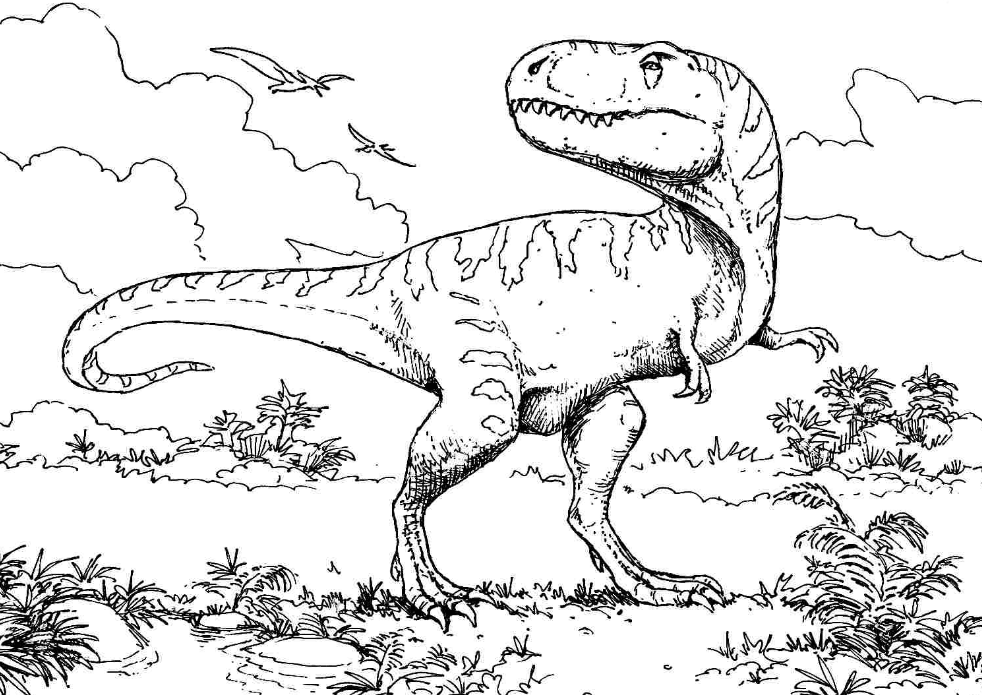 T Rex Dinosaur Coloring Page & Coloring Book