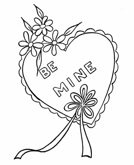 valentine coloring pages be mine - photo #17