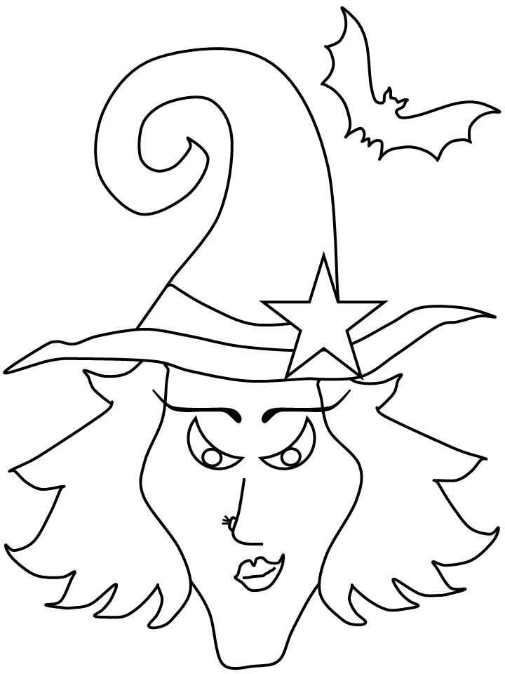 Halloween Witch Face Coloring Pages