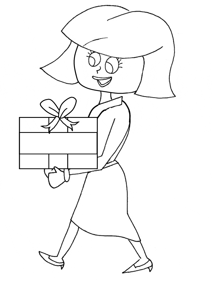 Gift-Giving Mom Coloring Pages