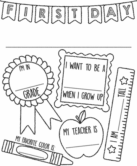 1st day of school coloring page