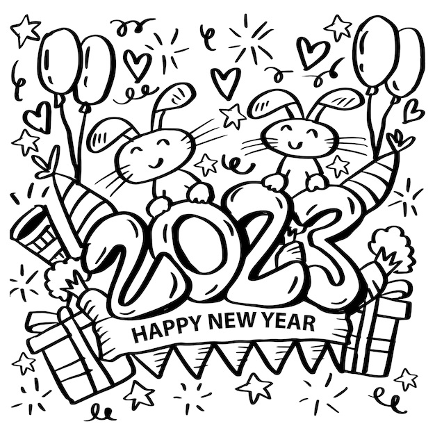 2023 New Years Coloring Page