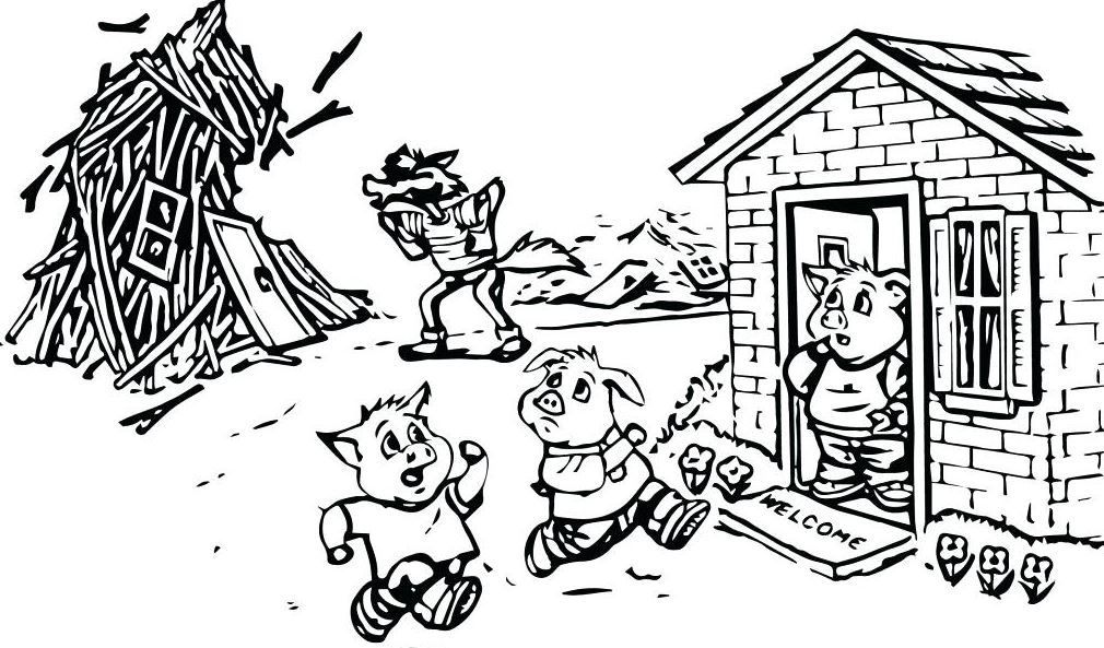 3 little pigs coloring page