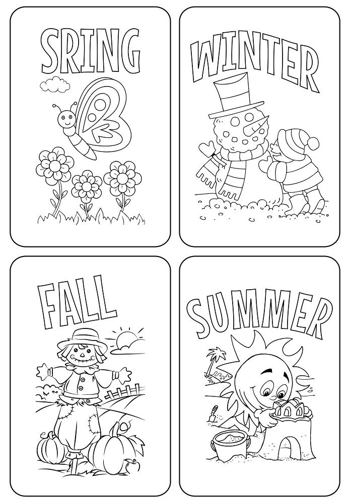 4 Seasons Coloring Page