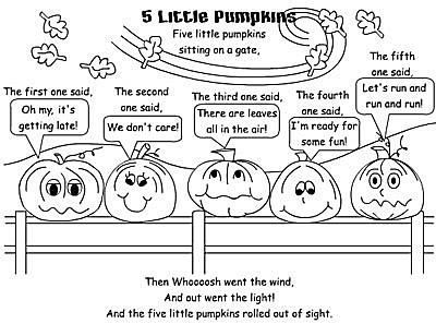 5 Little Pumpkins Coloring Page