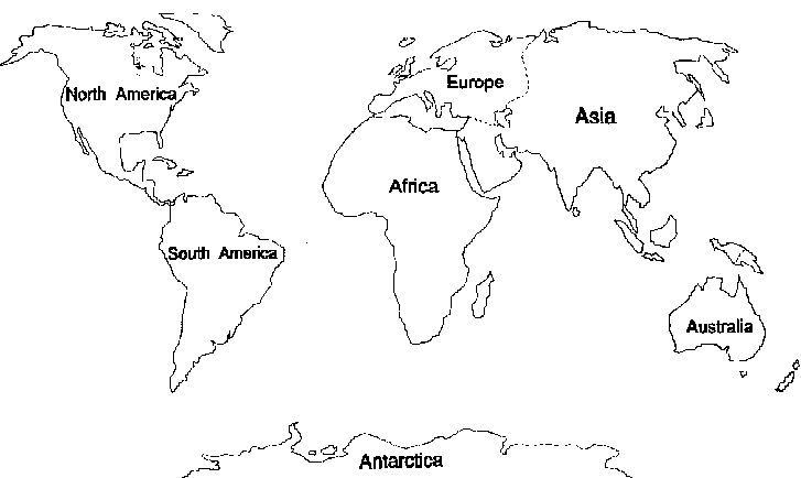 7 Continents Coloring Page
