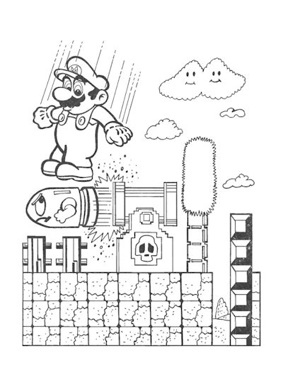 8 Bit Mario Coloring Page