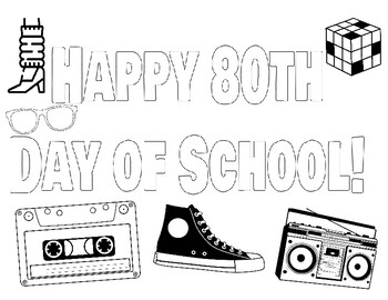 80th Day of School Coloring Page