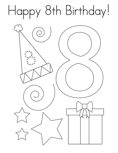 8th Birthday Coloring Page