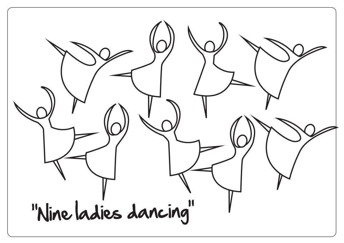 9 Ladies Dancing Coloring Page