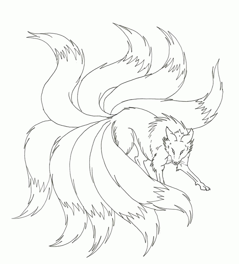 9 Tail Fox Coloring Page