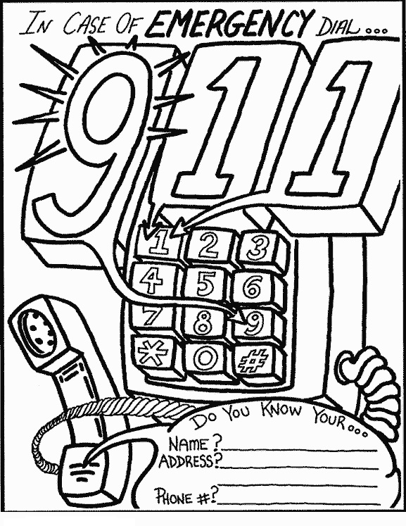 911 Phone Coloring Page