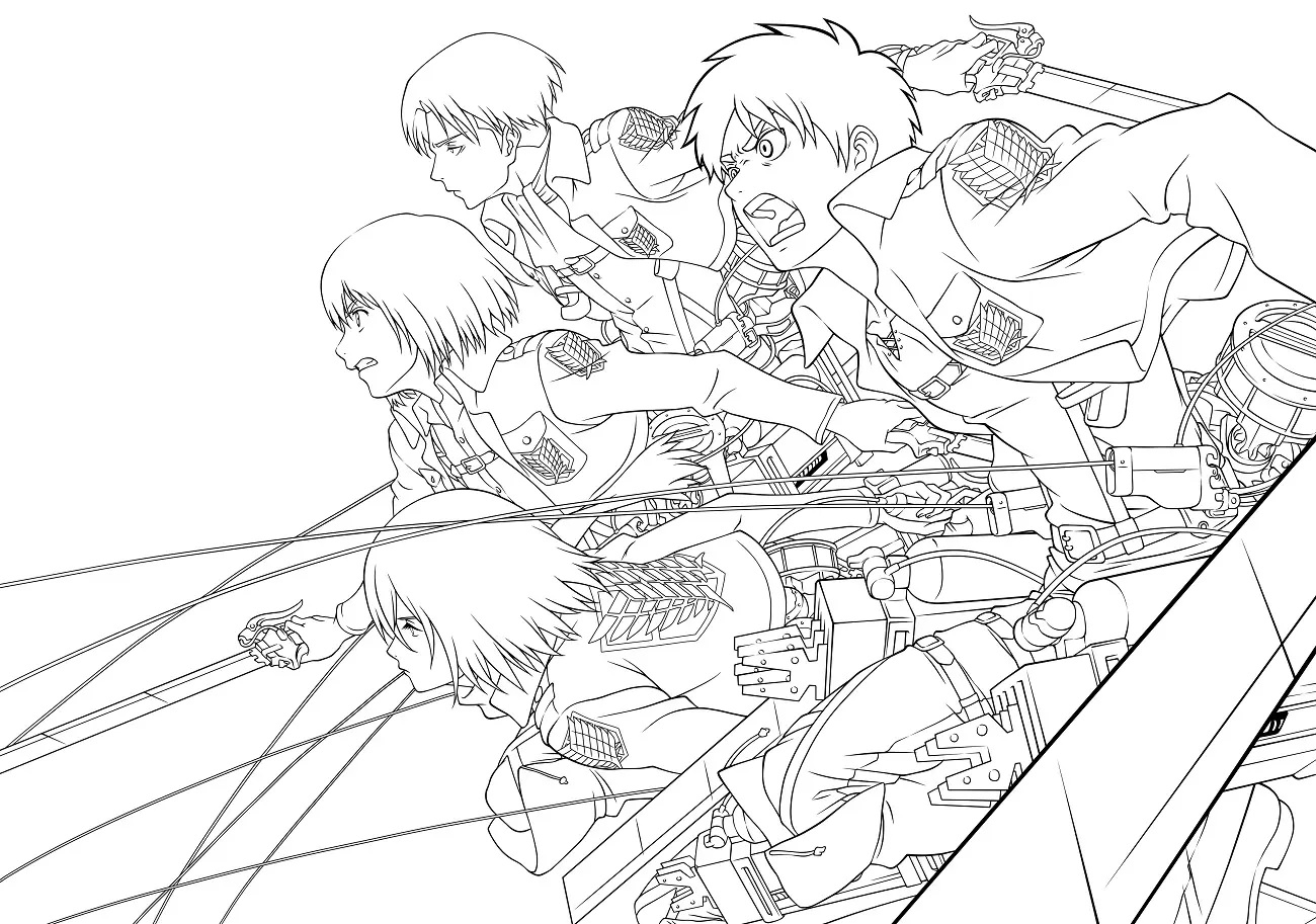 Attack on Titans Line Art Coloring Pages
