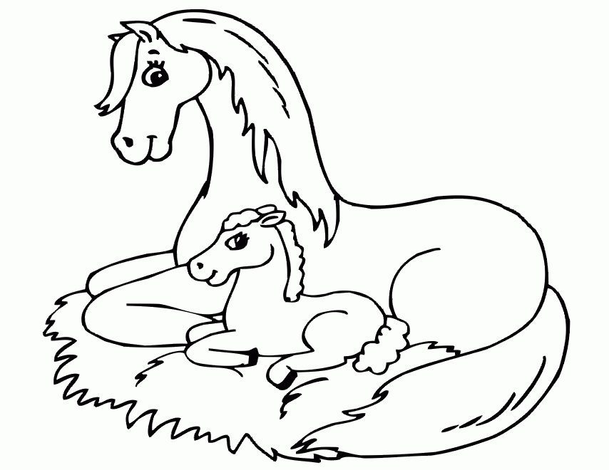 Baby Horse and Mom Coloring Pages