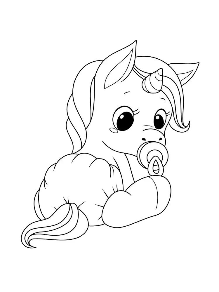 Baby Unicorn Coloring Pages