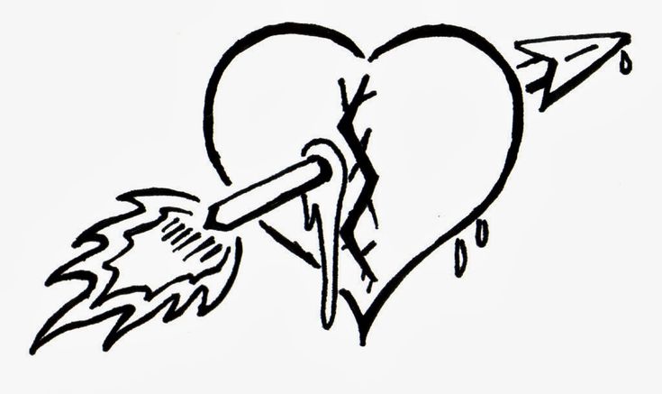 Broken Heart Tattoo Coloring Pages for Adults