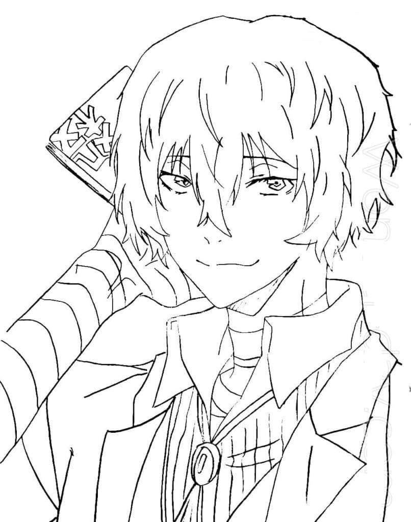 Dazai Osamu Face coloring pages