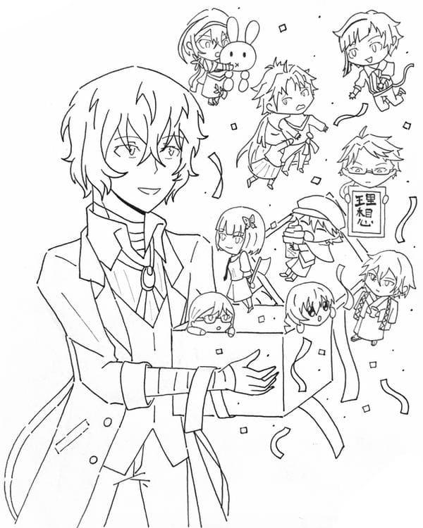 Bungou Stray Dazai Osamu Coloring Page