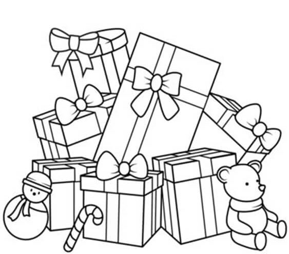 Christmas Gifts Coloring Page