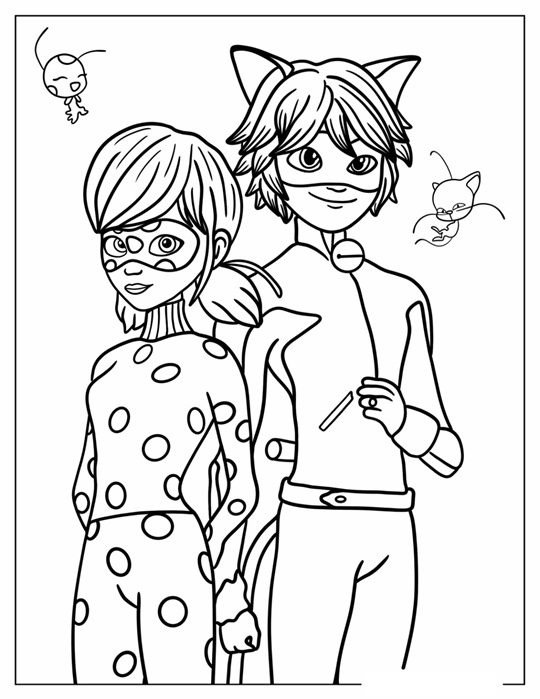 Coloring Pages Ladybug and Cat Noir