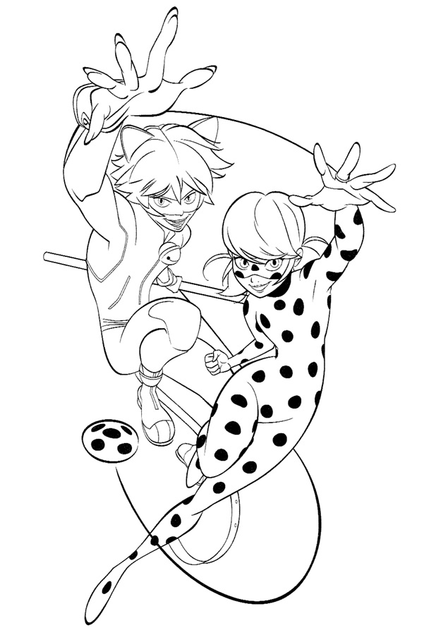 Coloring Pages of Ladybug and Cat Noir