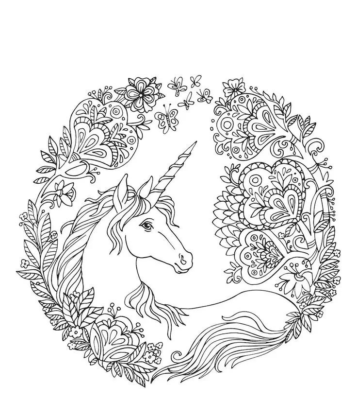 Cute Unicorn Coloring Pages for Adults