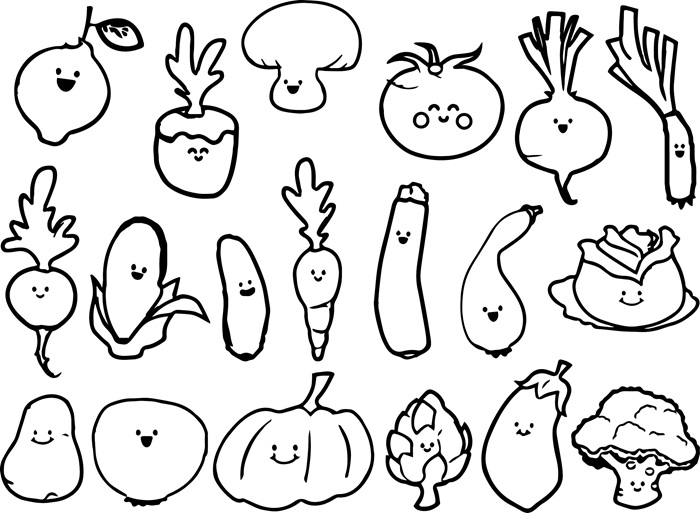 Cute Vegetable Coloring Pages