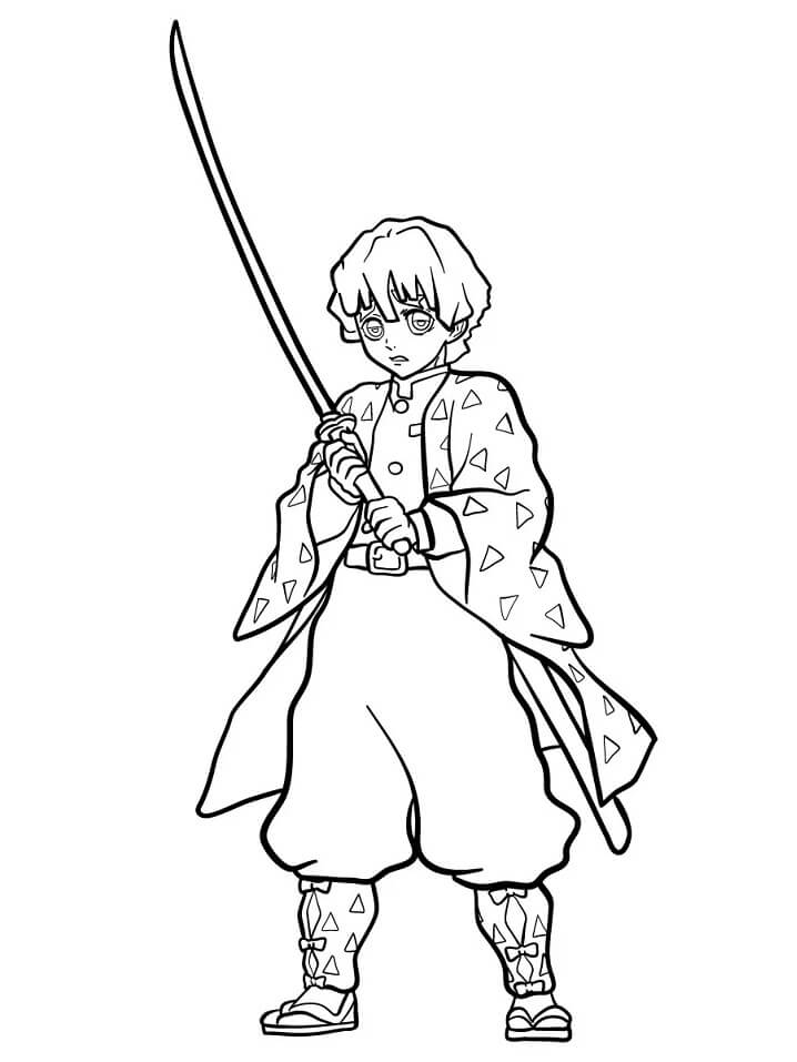 Demon Slayer Zenitsu Coloring Page