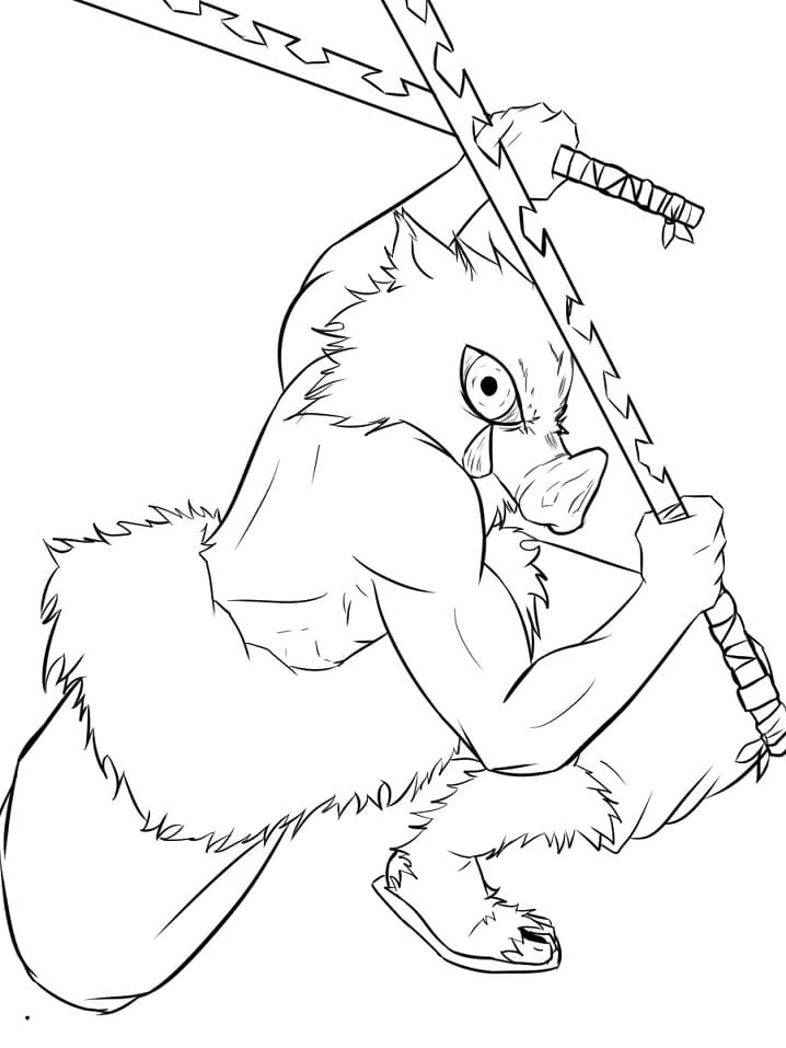 Demon Slayer Inosuke Hashibira Coloring Pages