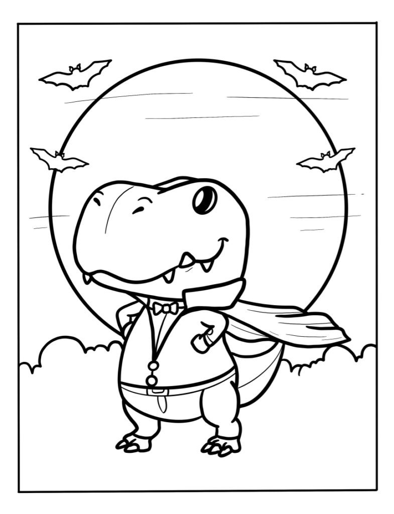 Dinosaur Halloween Coloring Pages