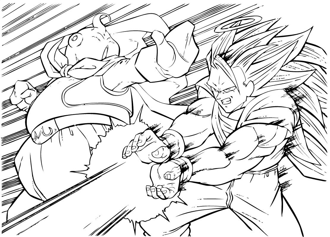 Majin buu Vs Goku Coloring Pages
