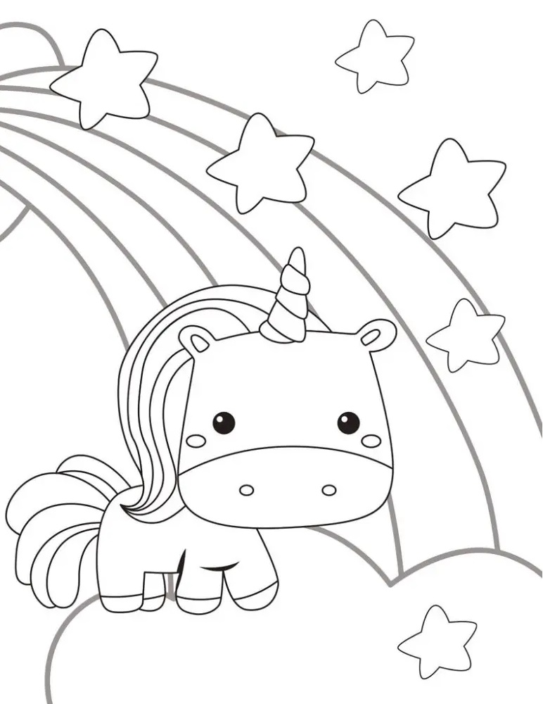 Easy Unicorn Coloring Pages