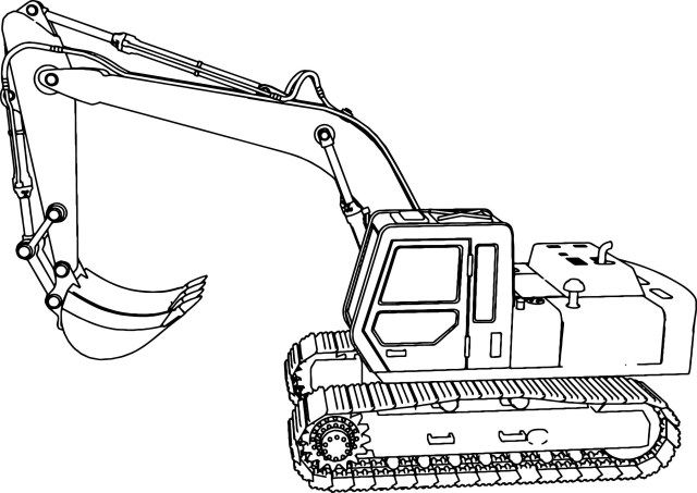 Excavator Coloring Page