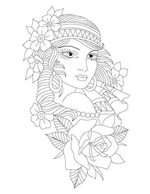Female Tattoo Coloring Pages