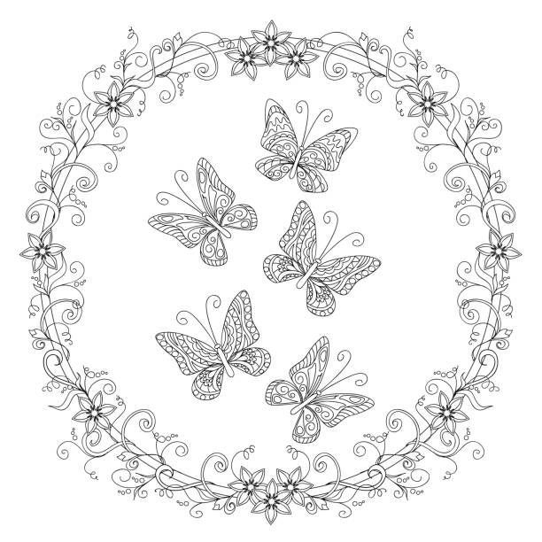 Flower Butterfly Mandala Coloring Pages