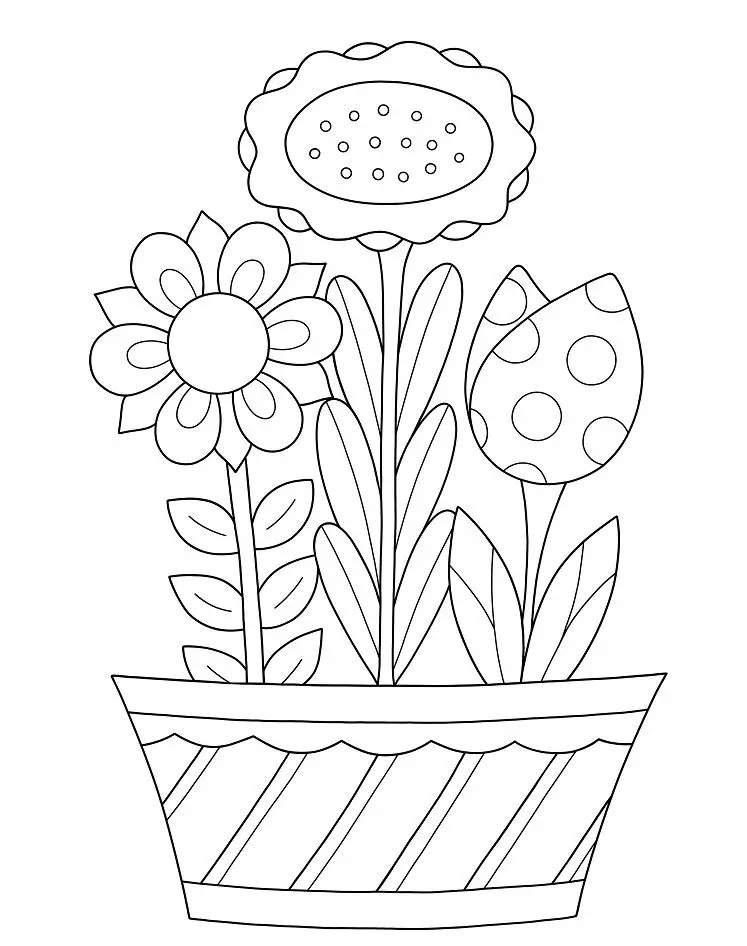 Flower Easy Coloring Pages