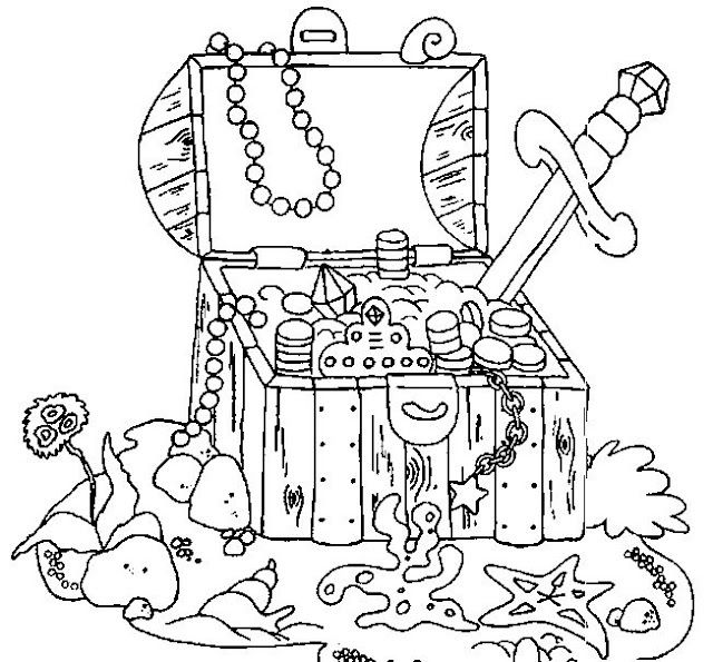 Free Coloring Pages Treasure Chest