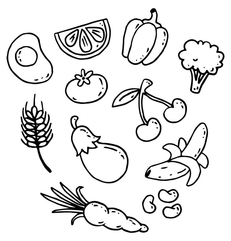 Fruit and Vegetable Coloring Pages to Print