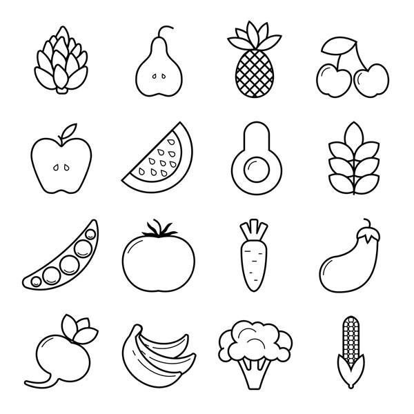 Fruit and Vegetables Coloring Pages