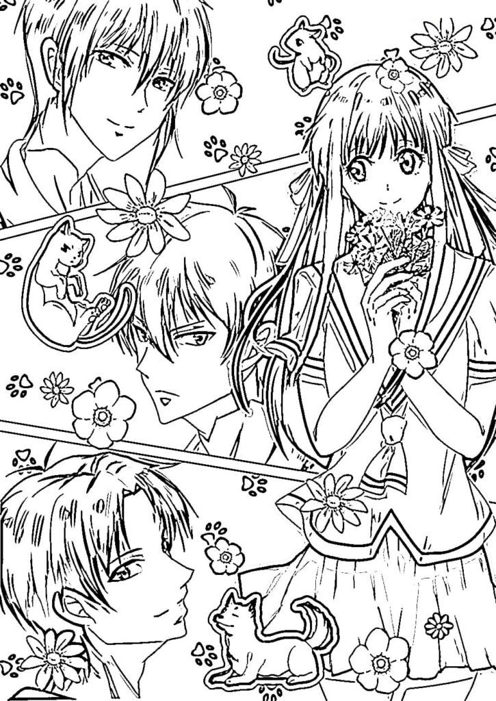 Printable Fruits Basket Coloring Page