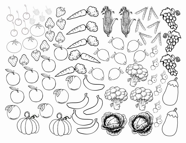 Fruits and Vegetables Coloring Pages Pdf