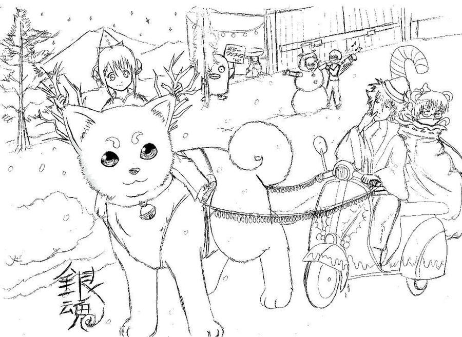 Gintama Coloring Pages Christmas