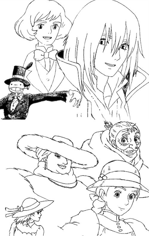 Howl's Moving Castle Characters Coloring Pages